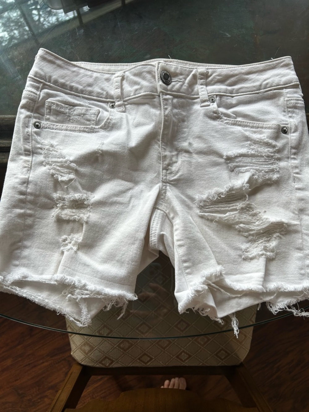 Ripped White Denim Women’s Shorts